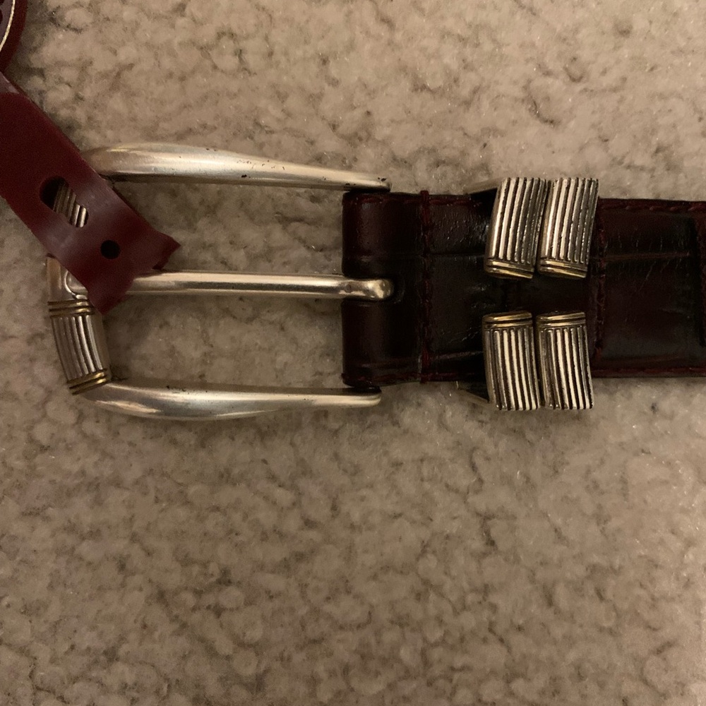Arden Leather Co. Burgundy Leather Belt with Silver Buckle
